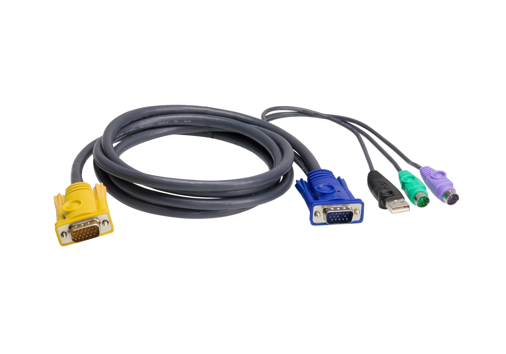 ATEN PS/2-USB KVM-Kabel HDB-15 + 2× PS/2 + USB-A zu SPHD-18 – 1,8 m, Schwarz – für ATEN CL58xx/CS8x (Auswahl)