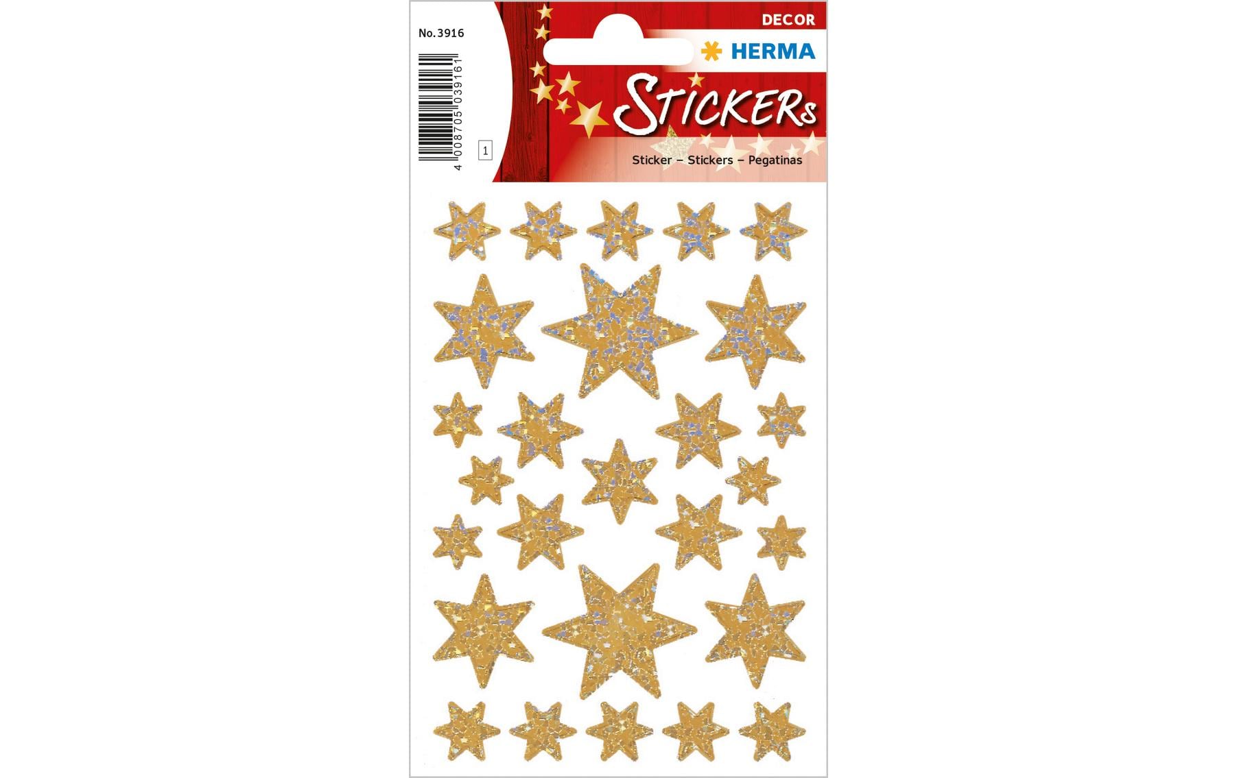 HERMA Geschenketiketten – Sterne – 27 Etiketten – permanent, Kunststoff – Bogen 84 × 120 mm