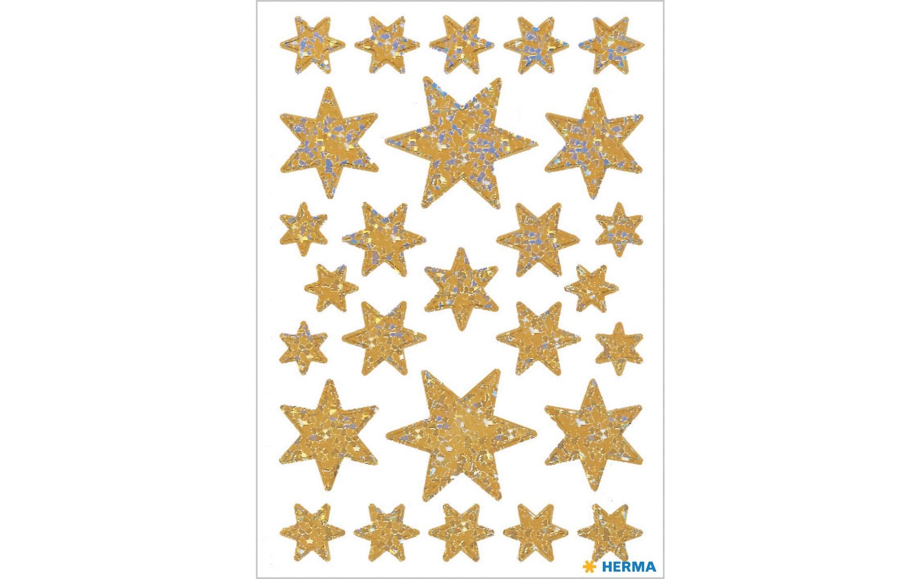 HERMA Geschenketiketten – Sterne – 27 Etiketten – permanent, Kunststoff – Bogen 84 × 120 mm