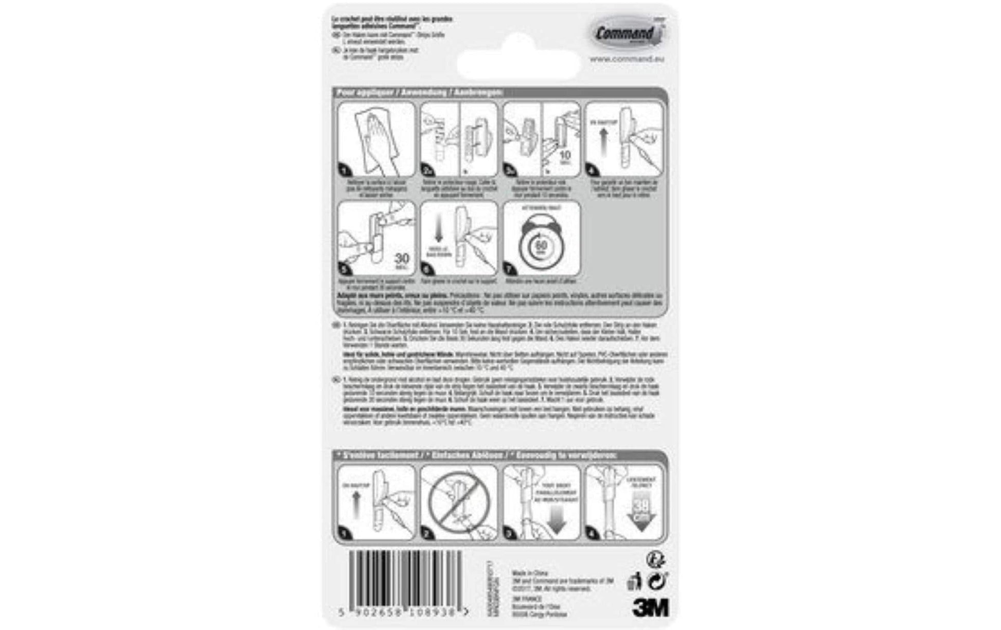 3M Command Haken – Metall – Silber – 2,2 kg – für Holz