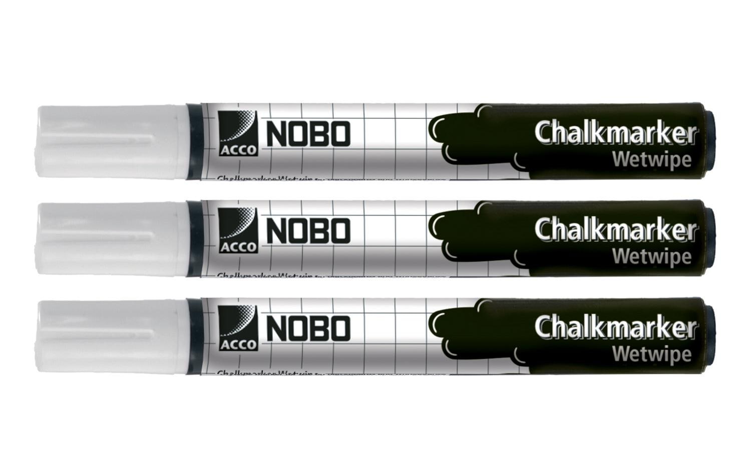 Nobo Kreidemarker – Rund 2 mm – 3er-Set, Weiss
