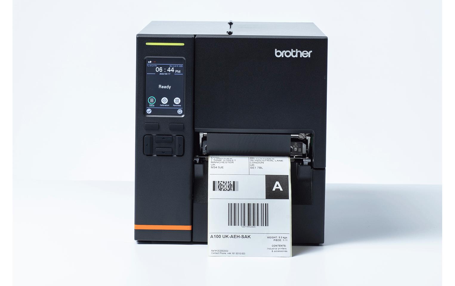Brother TJ-4021TN – Etikettendrucker, Thermotransfer, USB, LAN, RS-232, 203 × 203 dpi, für Etiketten bis 107 m