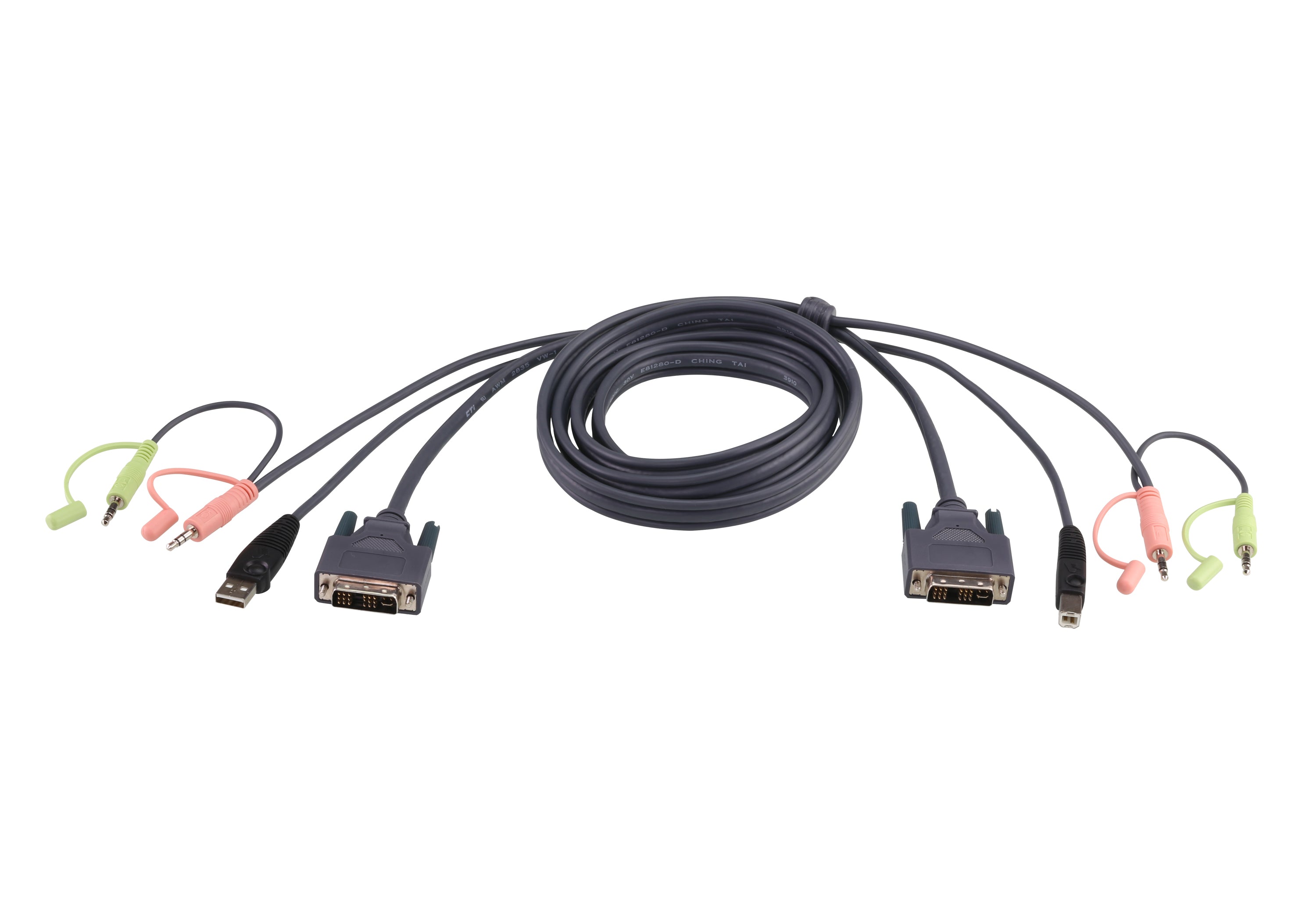ATEN KVM-Kabelsatz DVI-D Dual-Link 2560×1600 – 1,8 m – für ATEN KVM-Switches (z. B. CS1642, CS1644, CS1782A)
