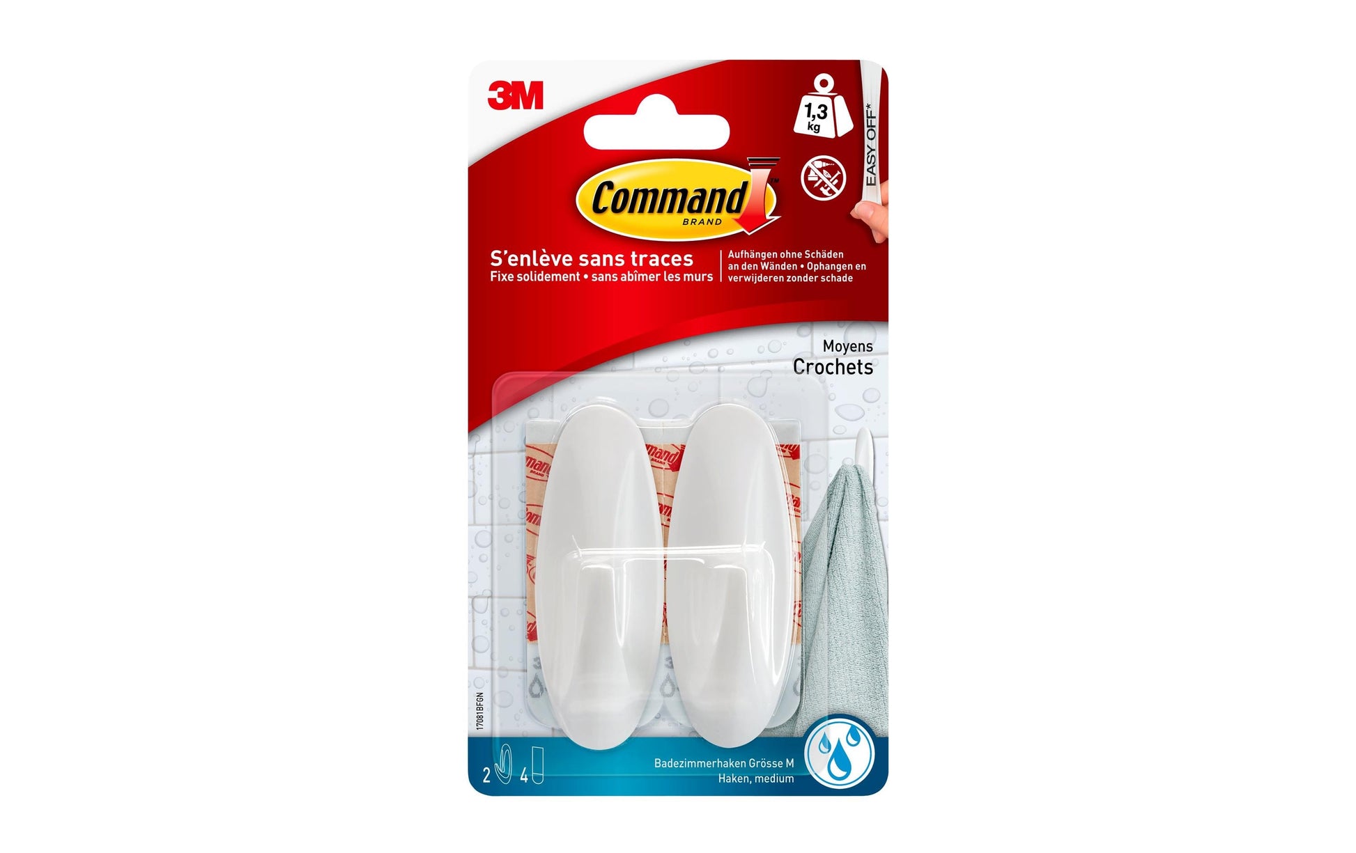 Command Haken – Kunststoff – Weiss (– 1,4 kg, selbstklebend) – 2 Stück