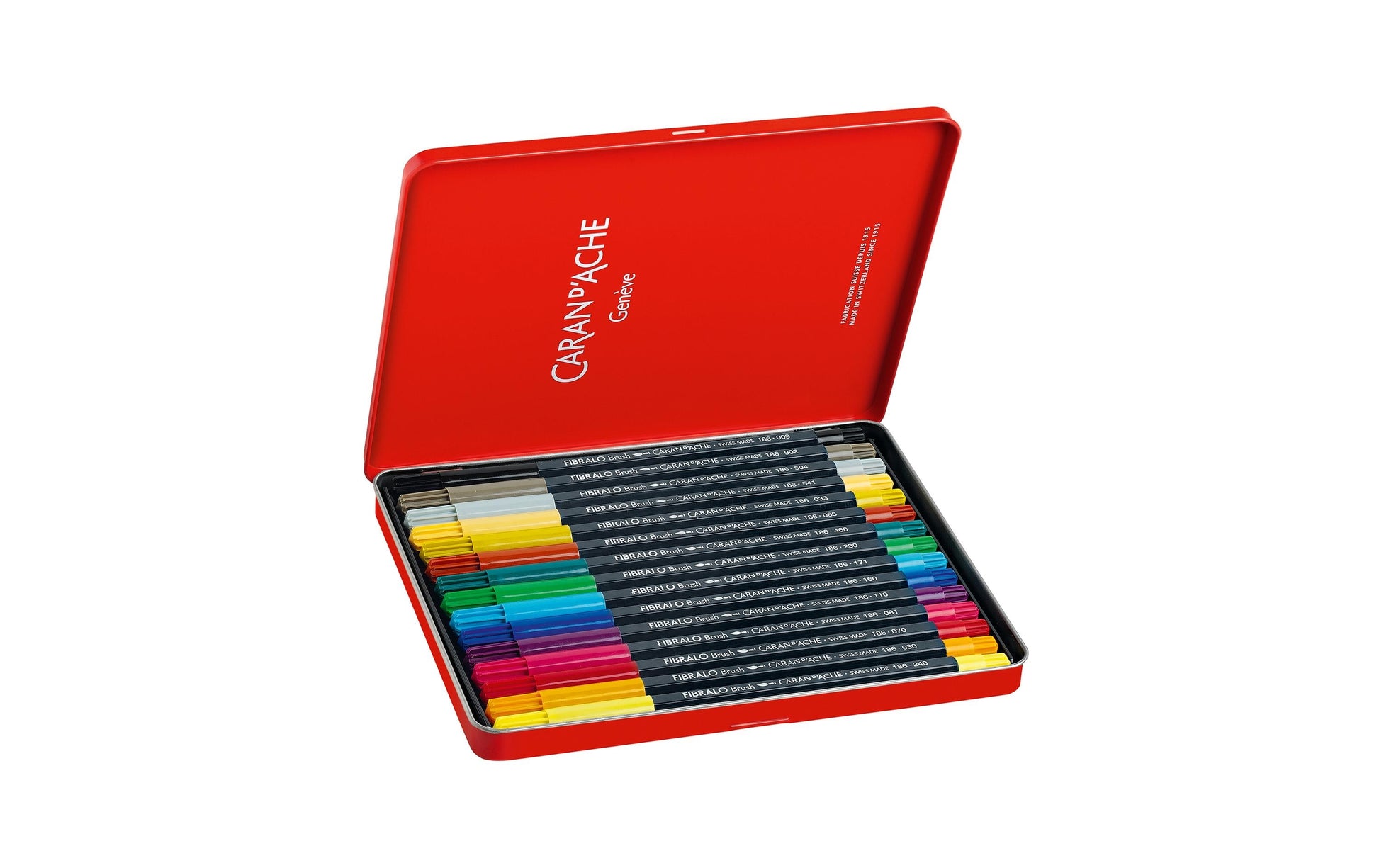 Caran d-Ache Caran d'Ache – Fibralo Brush Filzstifte, Strichbreite 0,5–5 mm, auswaschbar, 15 Farben