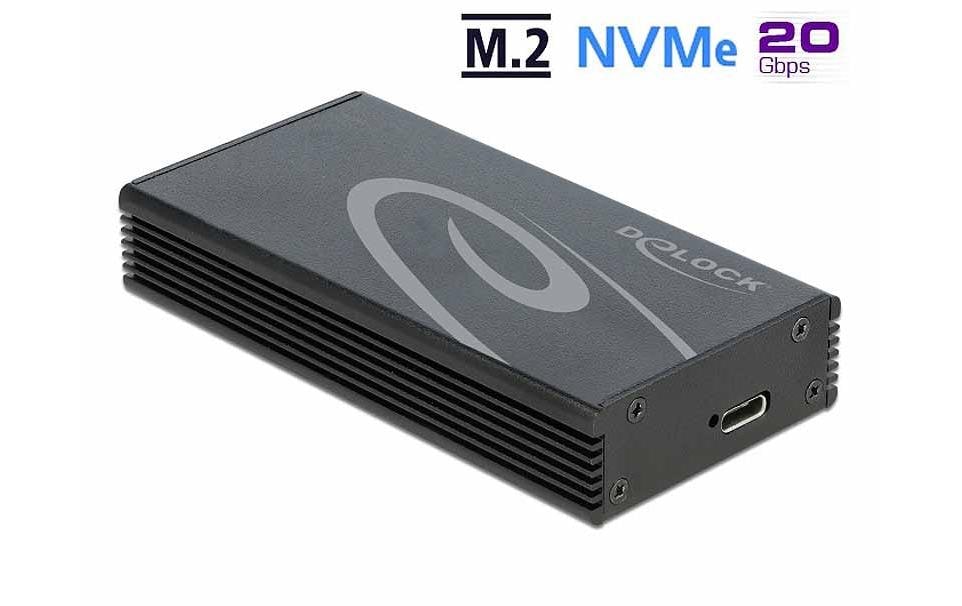 DeLOCK M.2 NVMe zu USB-Gehäuse Typ-C 20Gbps – USB 3.2 Gen 2x2, 1-Bay, für M.2 NVMe (PCIe)