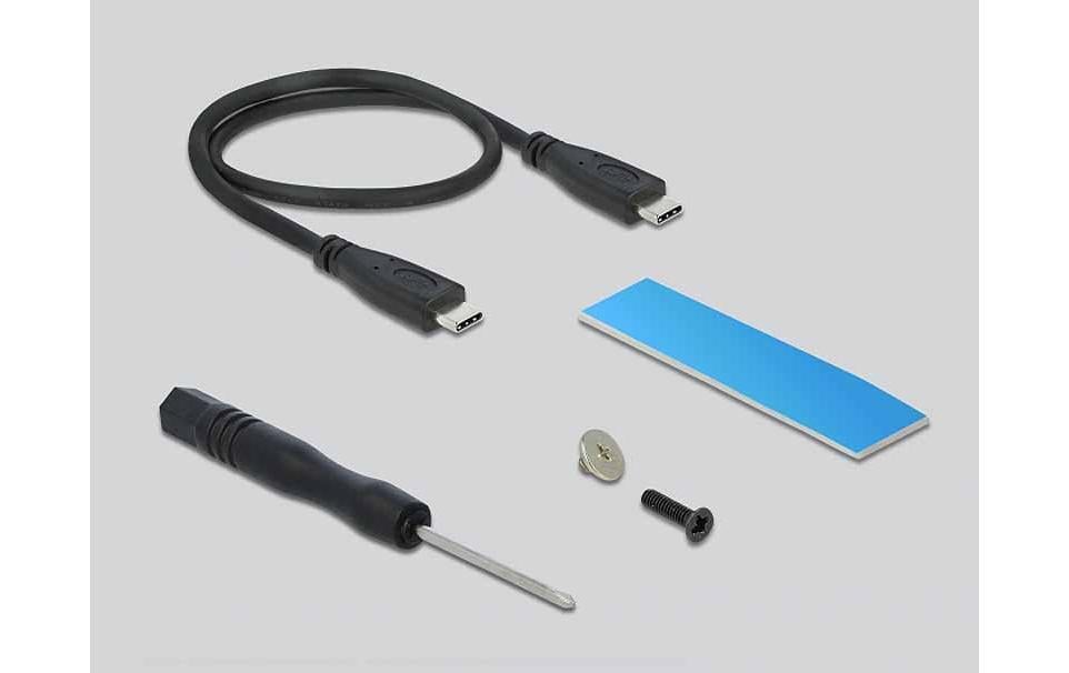 DeLOCK M.2 NVMe zu USB-Gehäuse Typ-C 20Gbps – USB 3.2 Gen 2x2, 1-Bay, für M.2 NVMe (PCIe)