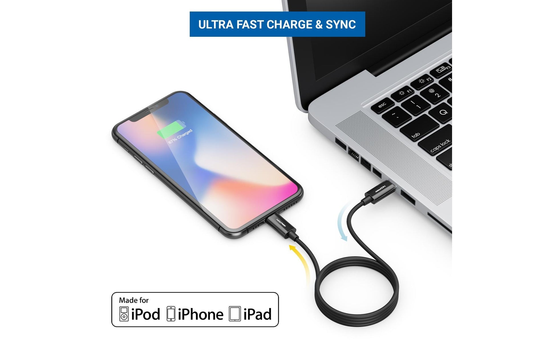 DeleyCON Kabel – USB-C auf Lightning 2 m, MFi zertifiziert – für iPhone/iPad