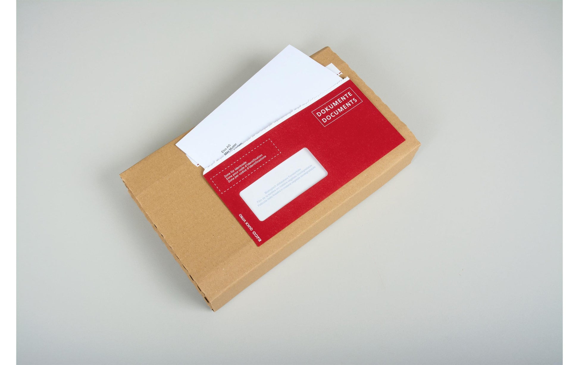 Elco Dokumententasche – C6/5 (114 × 229 mm), Fenster links, bedruckt, rot, Papier, selbstklebend – 250 Stück