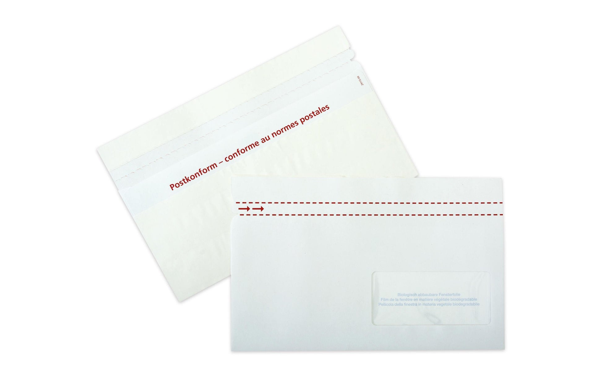 Elco Dokumententasche – C6/5 (229 × 114 mm), Fenster rechts, unbedruckt, weiss, selbstklebend – 250 Stück