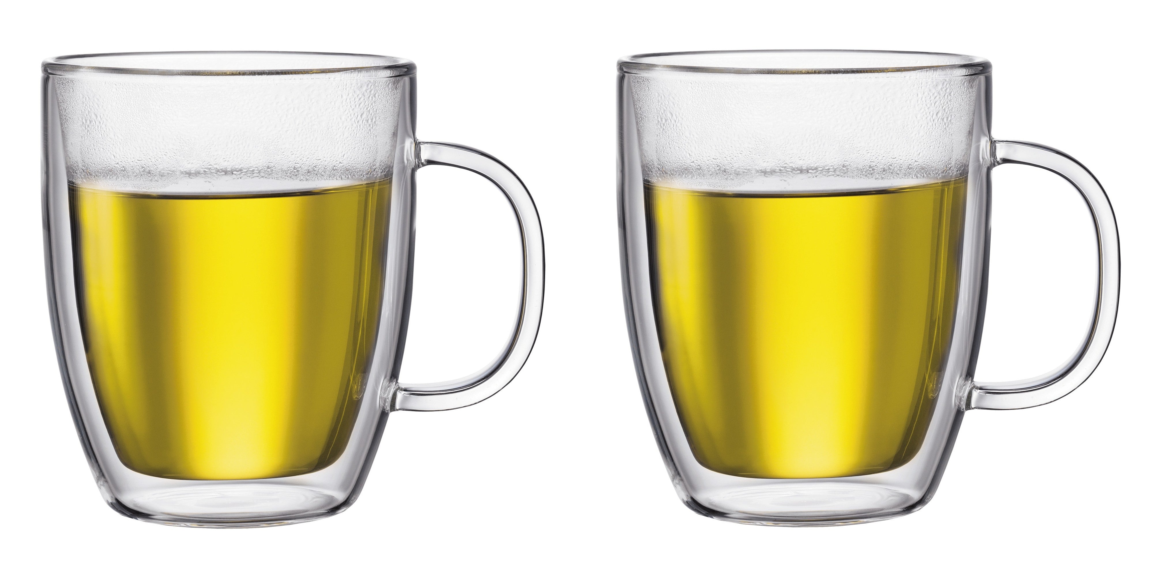 Bodum Kaffeetasse – 2er Set, 450 ml, Ø 13,7 cm, H 12,1 cm, Borosilikatglas, mit Henkel, spülmaschinenfest