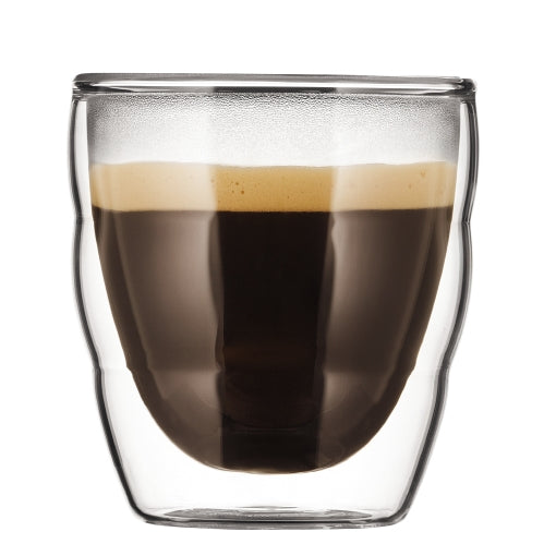 Bodum Espressoglas Pilatus – 2er Set, 80 ml, Ø 6,2 cm, H 6,6 cm, Borosilikatglas, doppelwandig