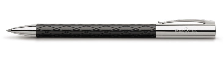 Faber-Castell Ambition Rhombus Drehkugelschreiber – Schwarz, Edelharz, Chrom