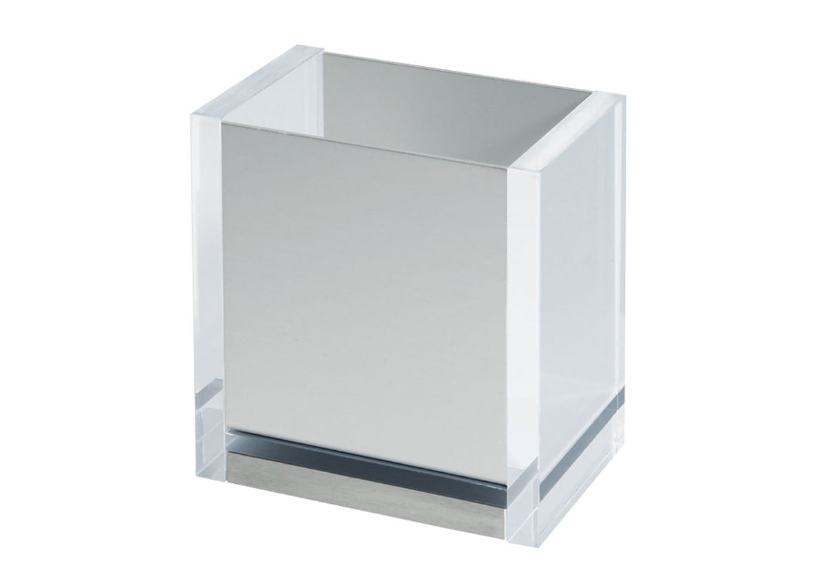 MAUL Acro 1965005 Stifteköcher – 1 Fach, transparent, Acryl/Aluminium, B 86 × H 93 × T 60 mm