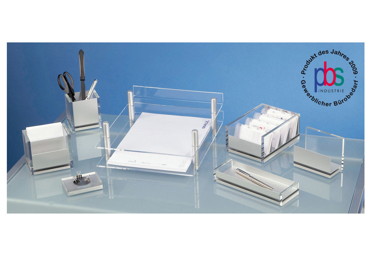 MAUL Acro 1965005 Stifteköcher – 1 Fach, transparent, Acryl/Aluminium, B 86 × H 93 × T 60 mm