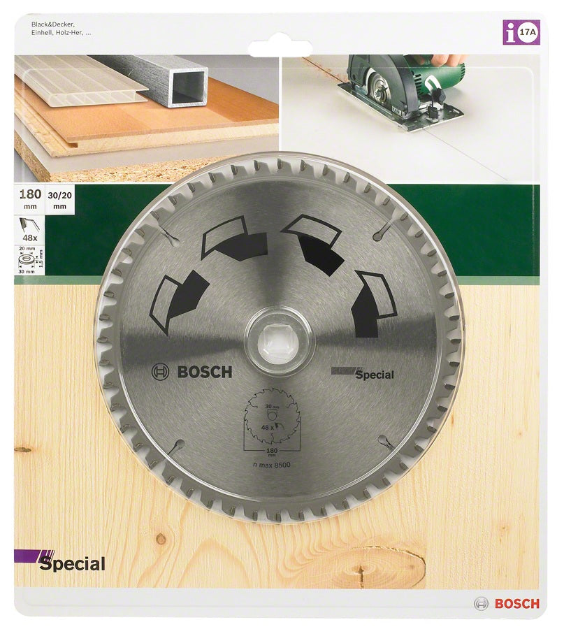 Bosch SPECIAL Kreissägeblatt 130 × 20 × 2,2 mm, 40 Zähne – für Spanholzplatte, Kunststoff, Weichholz u. a. – 1 Stück