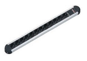 Bachmann PRIMO – Steckdosenleiste, 12× T13, 1,75 m, Stecker Schutzkontakt-Winkelstecker, Aluminium