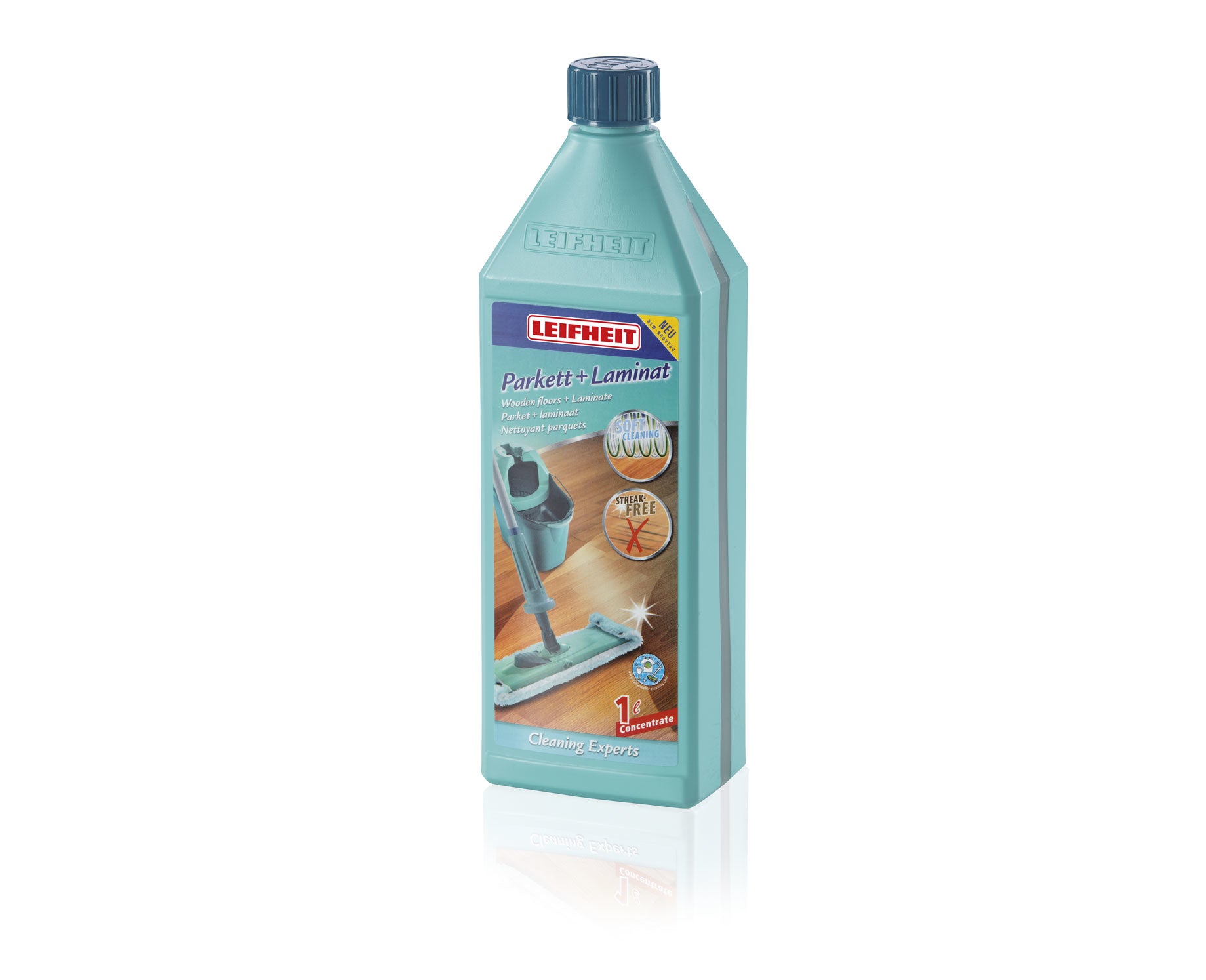 Leifheit 41415 Bodenreiniger für Parkett und Laminat – Konzentrat, Flasche (Kindersicherung) – 1 l
