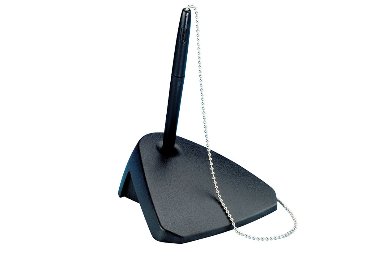 MAUL Kugelschreiberständer – mit Kugelkette, Kunststoff, schwarz, 112 × 40 × 108 mm