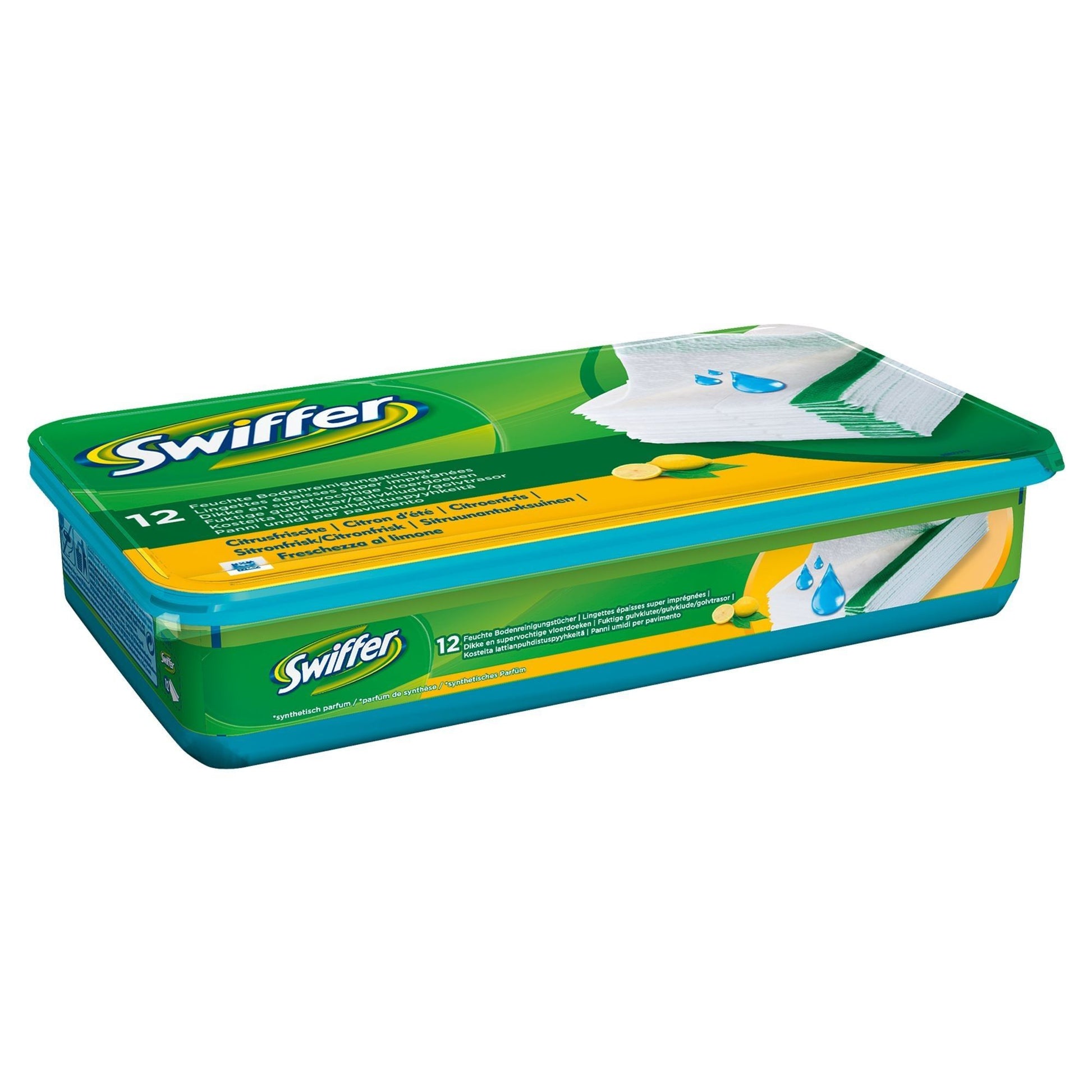 Swiffer Reinigungstücher, feucht – für harte Böden, blau, 12 Stk.
