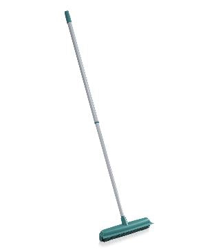 Leifheit Suprabesen – 35 cm, Teleskopstiel 100–140 cm, Gummiborsten, Stahl, Silber/Grün