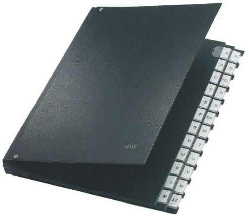 Leitz Fächermappe Pultordner für A4 – 24 Fächer (A–Z), Polypropylen (PP), schwarz