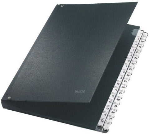 Leitz Fächermappe A4+ – Polypropylen (PP), Schwarz, bis 31 Blatt