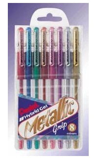 Pentel Hybrid Gel Grip Gelschreiber 8er Etui – 8 Farben, 0,8 mm, wasserfest, lichtbeständig, Kappe