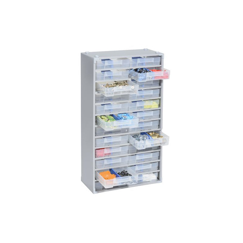 Allit VarioPlus Pro>M< 57/48 Kleinteilebox 24 Fächer – Stahl, PP-Schubladen, B 300 × H 565 × T 140 mm