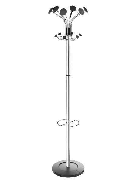Alba Garderobenständer – mit Schirmhalter – Stahl – Silber/Schwarz – 1'750 mm