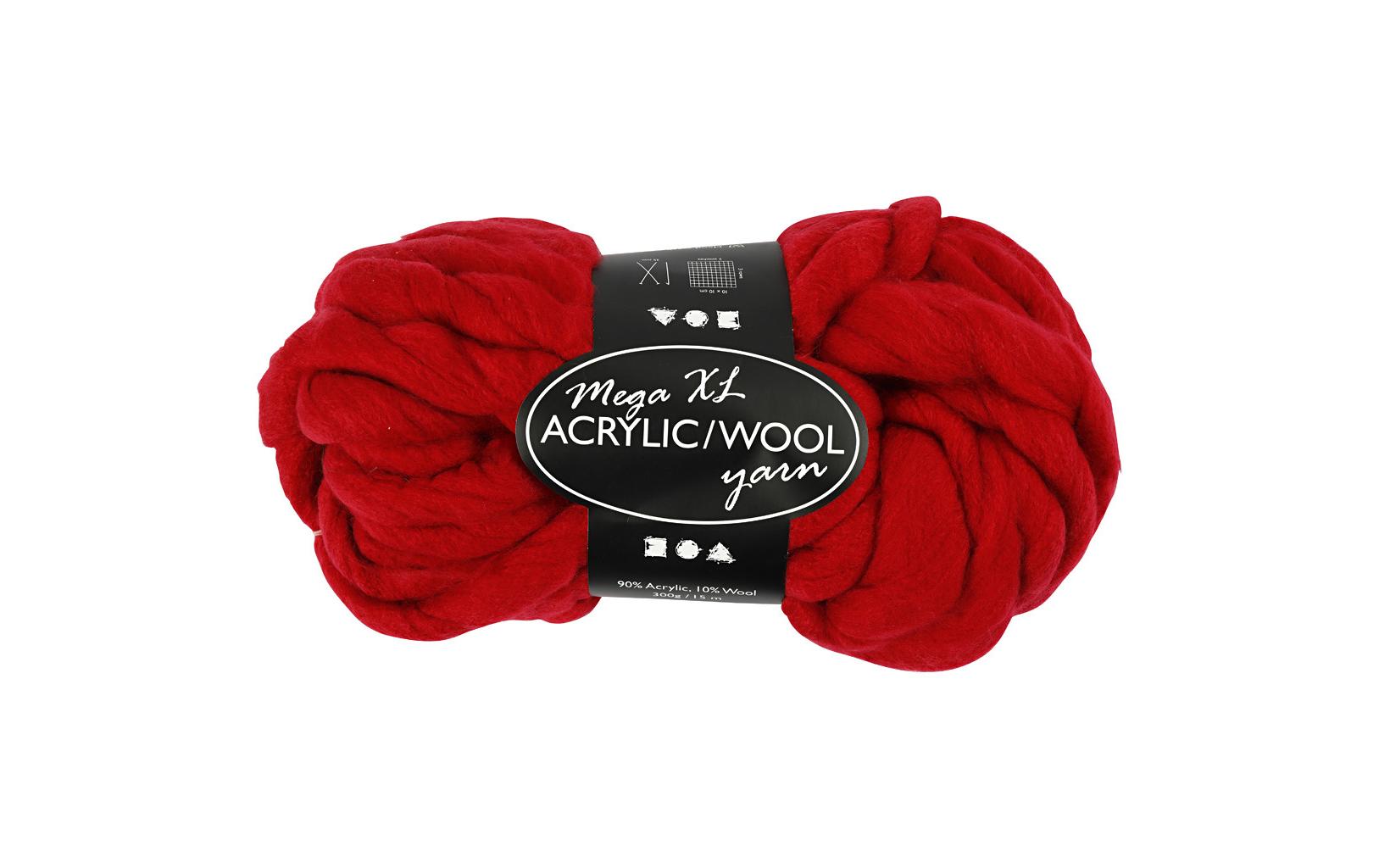 Creativ Company Acrylwolle XL Garn Rot – 300 g, 15 m, Acryl, Nadel 35 mm, 1 Stk.