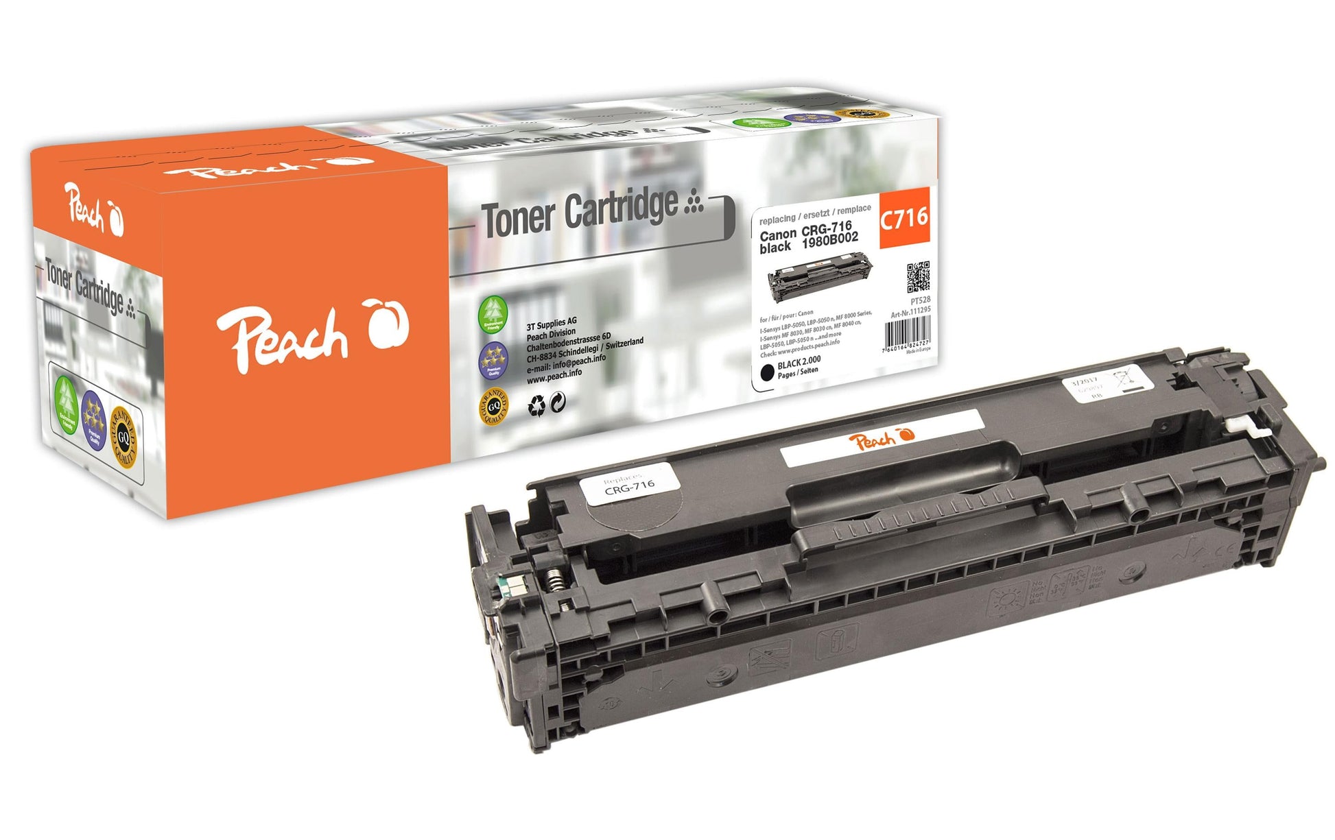 Peach PT528 (1980B002) schwarz Toner – kompatibel – 2'000 Seiten – für Canon LBP-5050/MF-8030/MF-8050 usw.