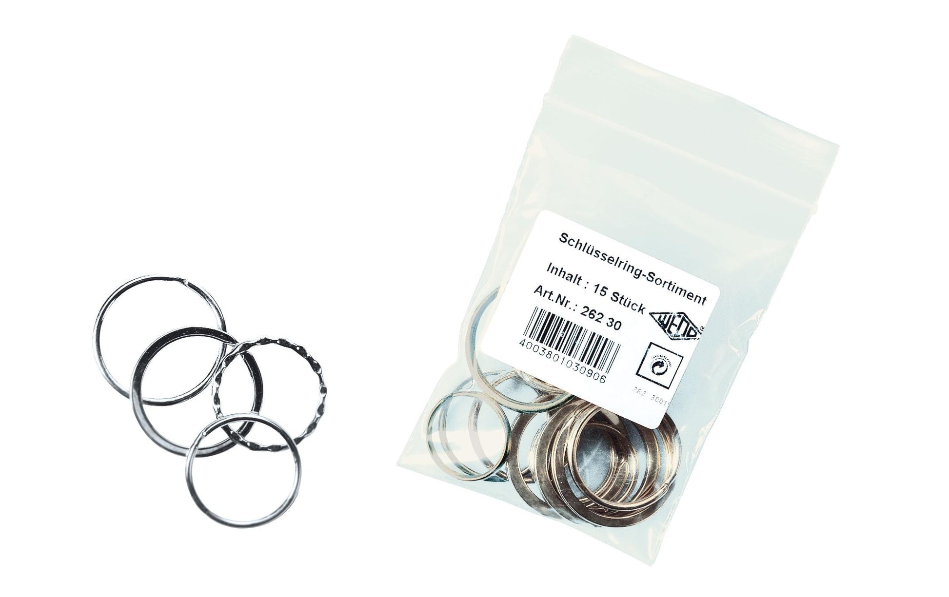 Wedo Schlüsselring – Stahl, Silber, Ø 25/30/35 mm, 15er-Pack