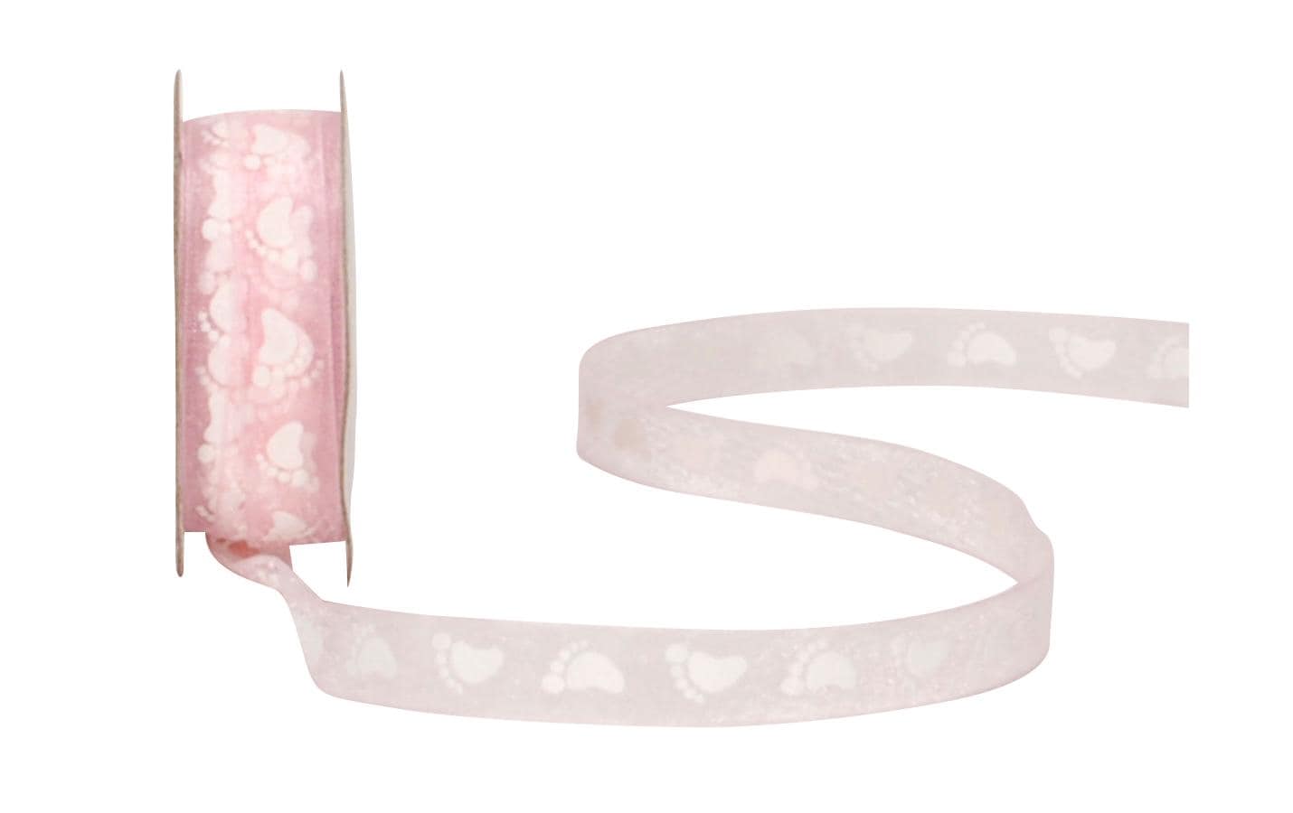 Spyk Geschenkband Baby, gemustert, rosa – 10 mm × 4 m – 1 Stk.