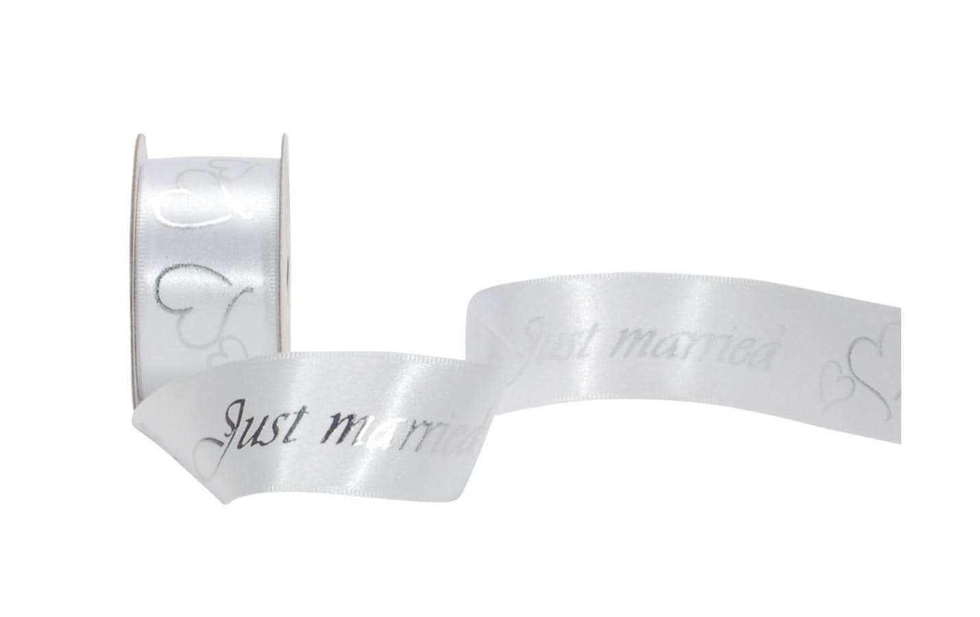 Spyk Geschenkband Cubino Just married – 25 mm × 3 m – 1 Stk. – Liebe
