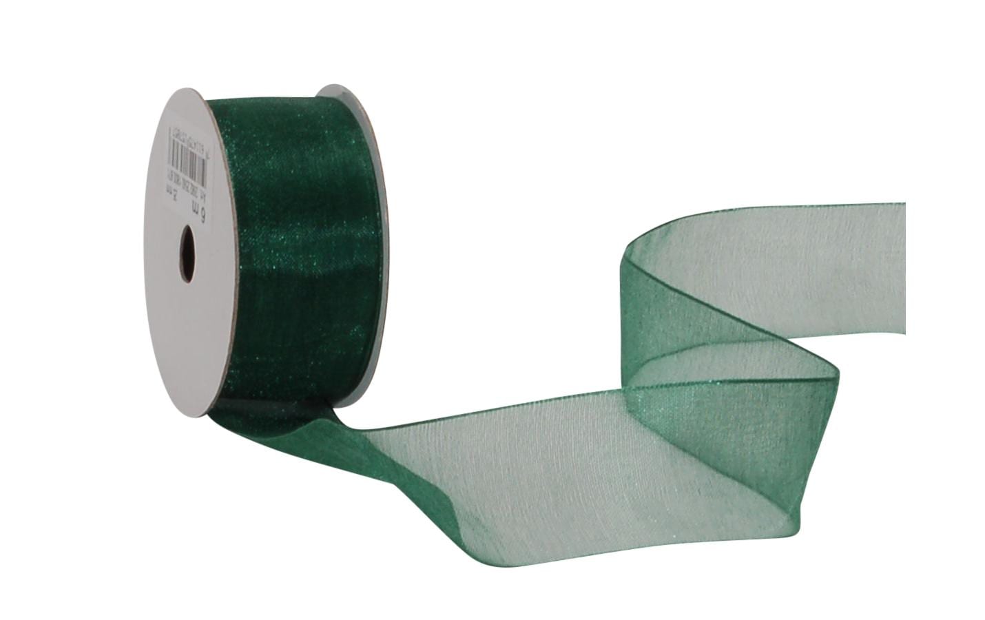 Spyk Geschenkband Organzaband Dunkelgrün – 25 mm × 6 m