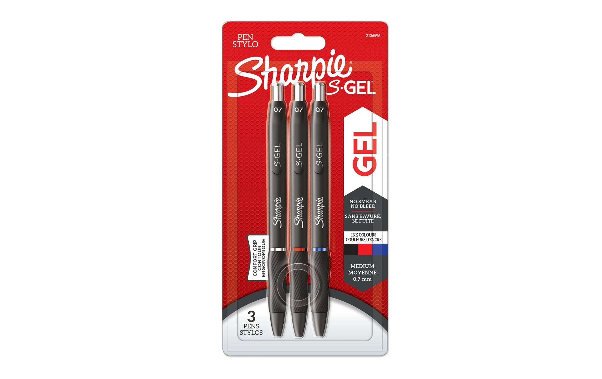 Sharpie Gelschreiber 3er Set – 3 Farben, 0,7 mm, schnelltrocknend, Druckmechanik