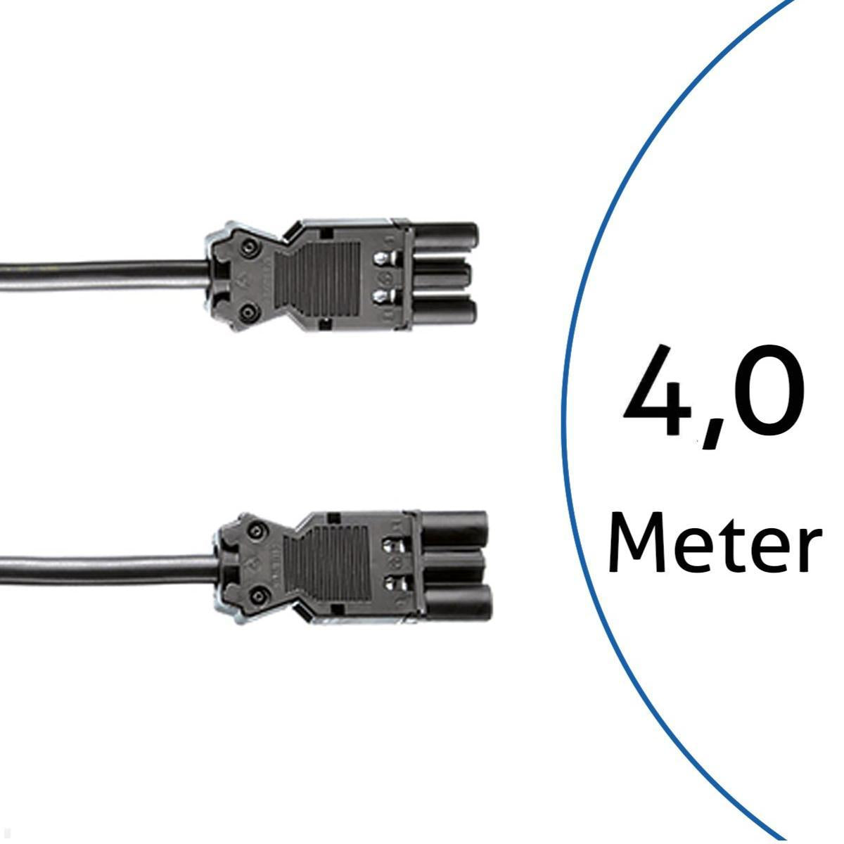 Bachmann Verlängerungskabel – GST18 (Stecker)–GST18 (Kupplung), 4 m, H05VV-F, 3×1,5 mm², schwarz