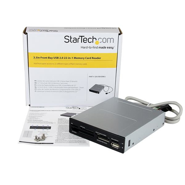 StarTech.com Front-Panel-Kartenleser 3,5" – 22-in-1, USB 2.0, 480 Mbit/s, Schwarz