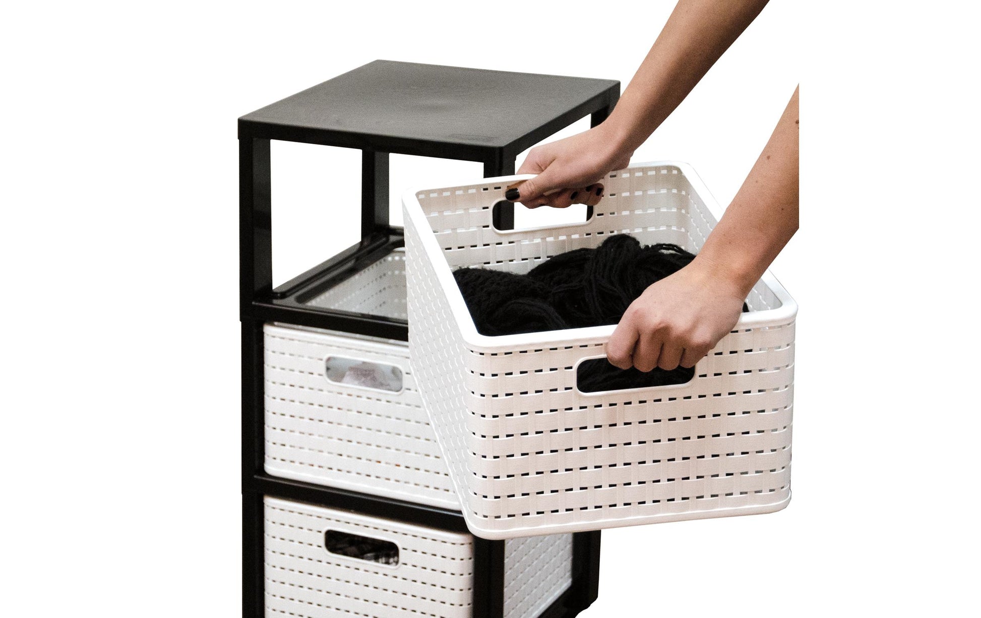 Rotho Tower Country Schubladenturm 3 Schubladen – 18 l – für A4 – mit Rollen – Weiss – 325 × 712 × 375 mm