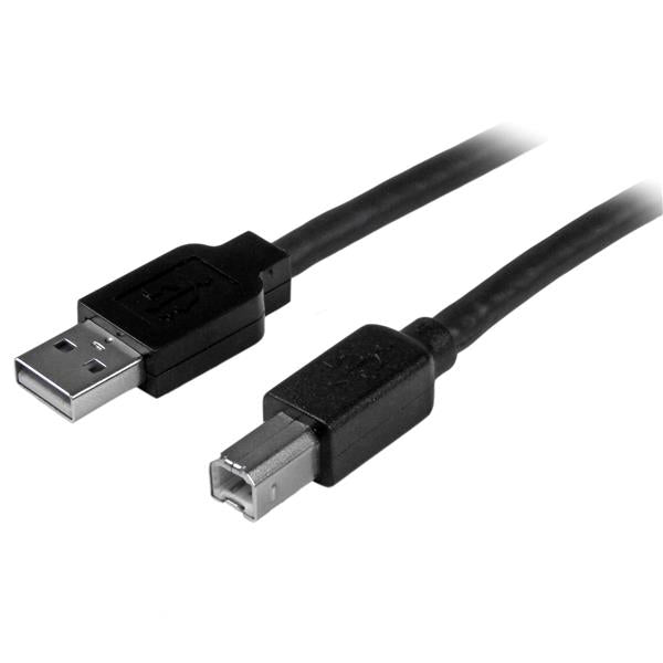StarTech.com USB-A auf USB-B Kabel – USB 2.0 (480 Mbit/s) – 15 m – Aluminium/Schwarz