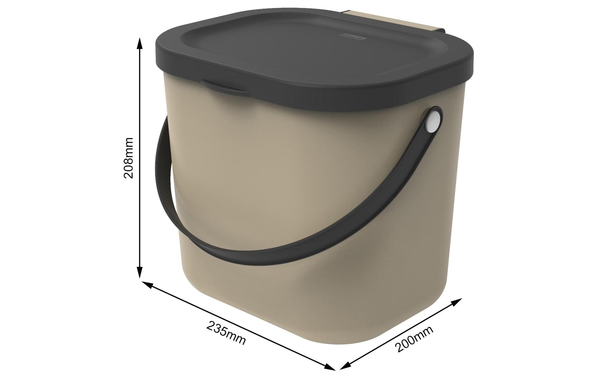 Rotho Recyclingbox Albula – 6 l – Kunststoff, rechteckig – Cappuccino