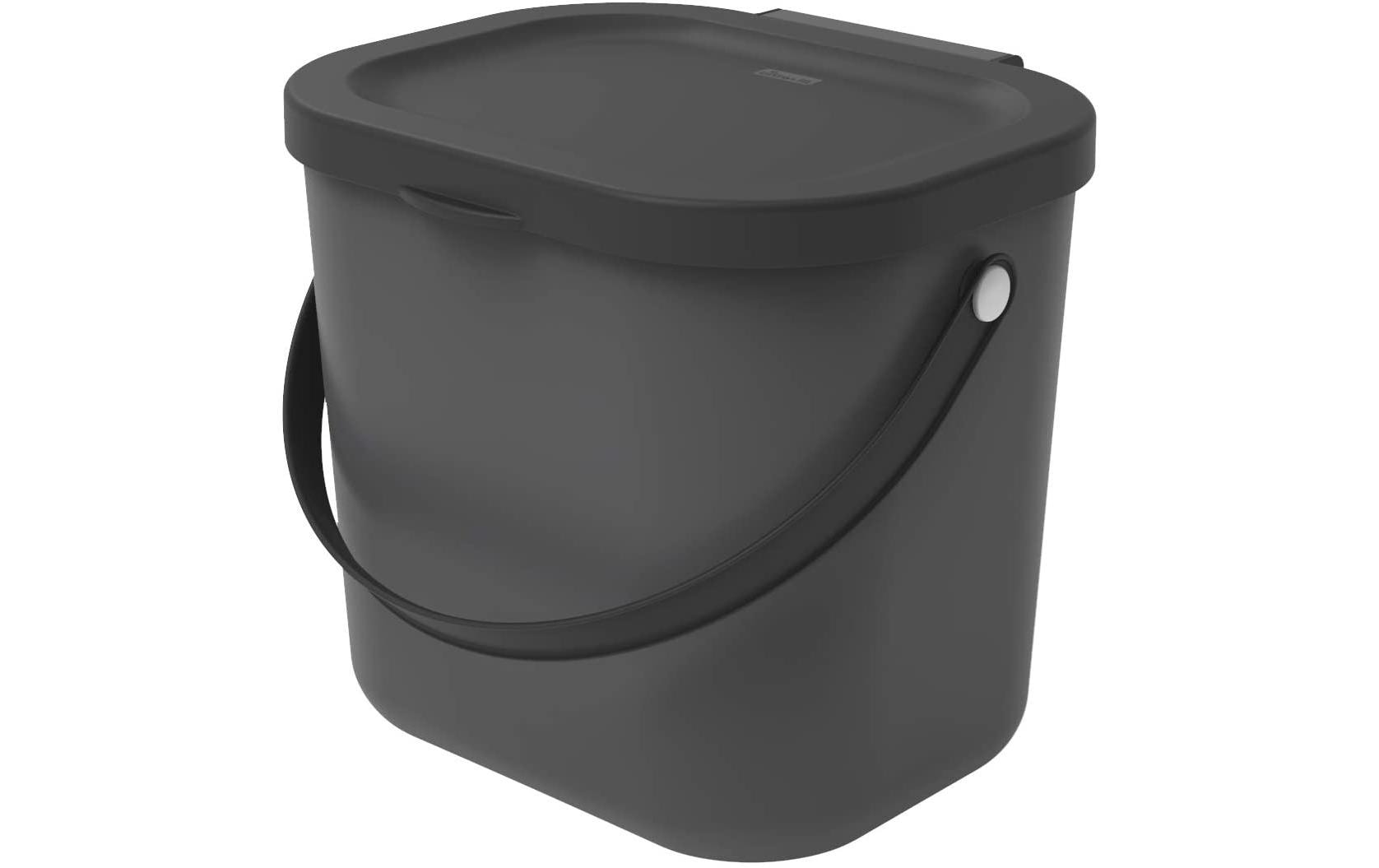 Rotho Recyclingbehälter Albula – 6 l – Recycling-Kunststoff, rund – Anthrazit