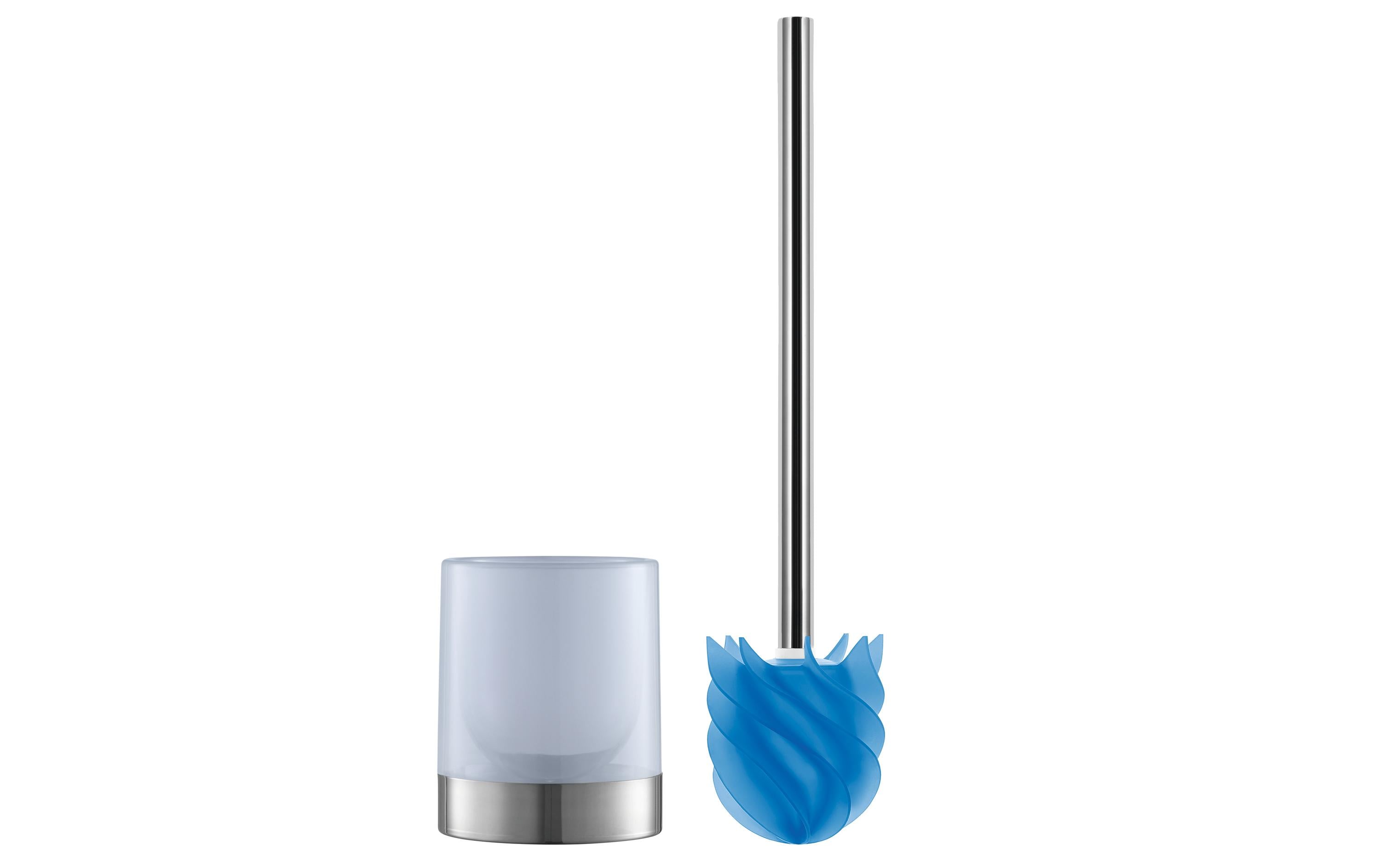 Loomaid WC-Bürstenset – Kunststoff, Edelstahl, Blau, H 38 cm, Ø 9,5 cm