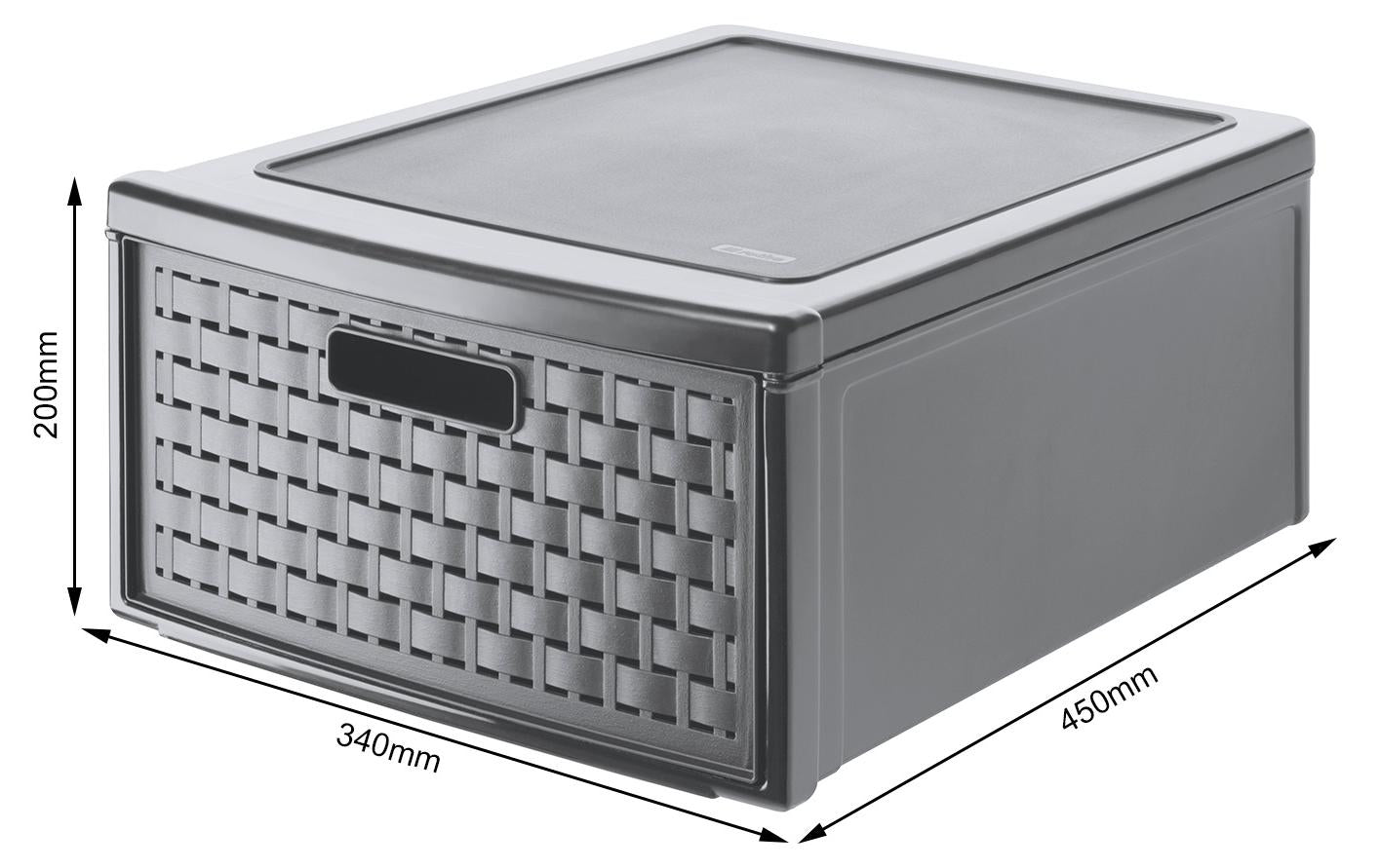 Rotho Country Schubladenturm 1 Schublade 19,2 l – Kunststoff – Anthrazit – 340 × 200 × 450 mm