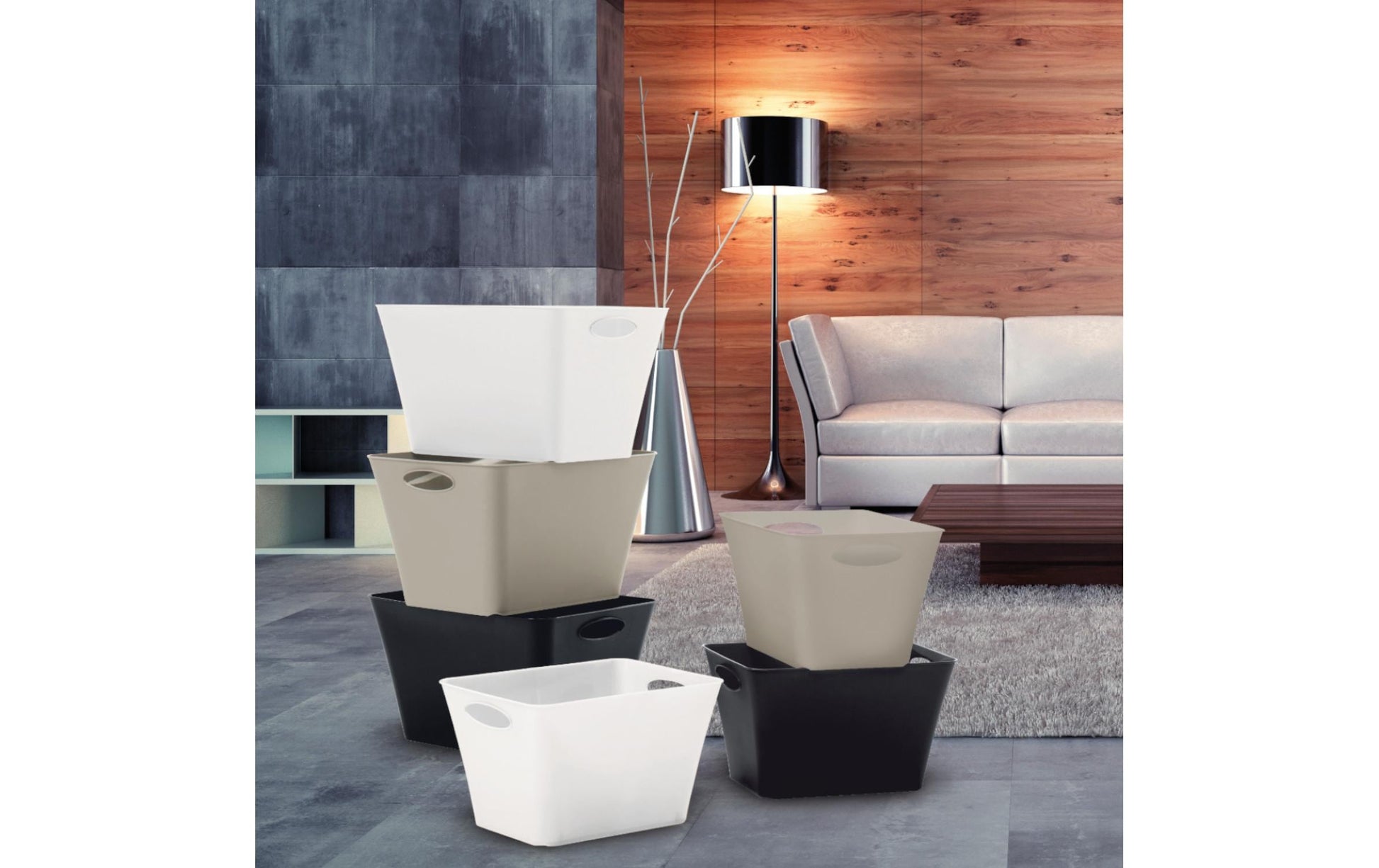 Rotho Aufbewahrungsbox Living – Kunststoff, Anthrazit, 32,1 × 26 × 43,1 cm