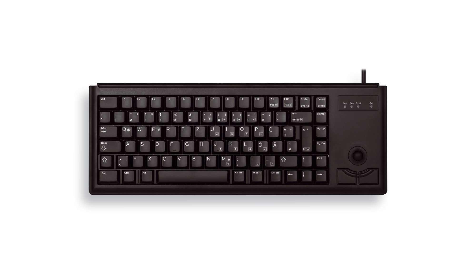 CHERRY G84-4400 – Tastatur, kabelgebunden (PS/2), UK-Layout (EN), mit Trackball, schwarz
