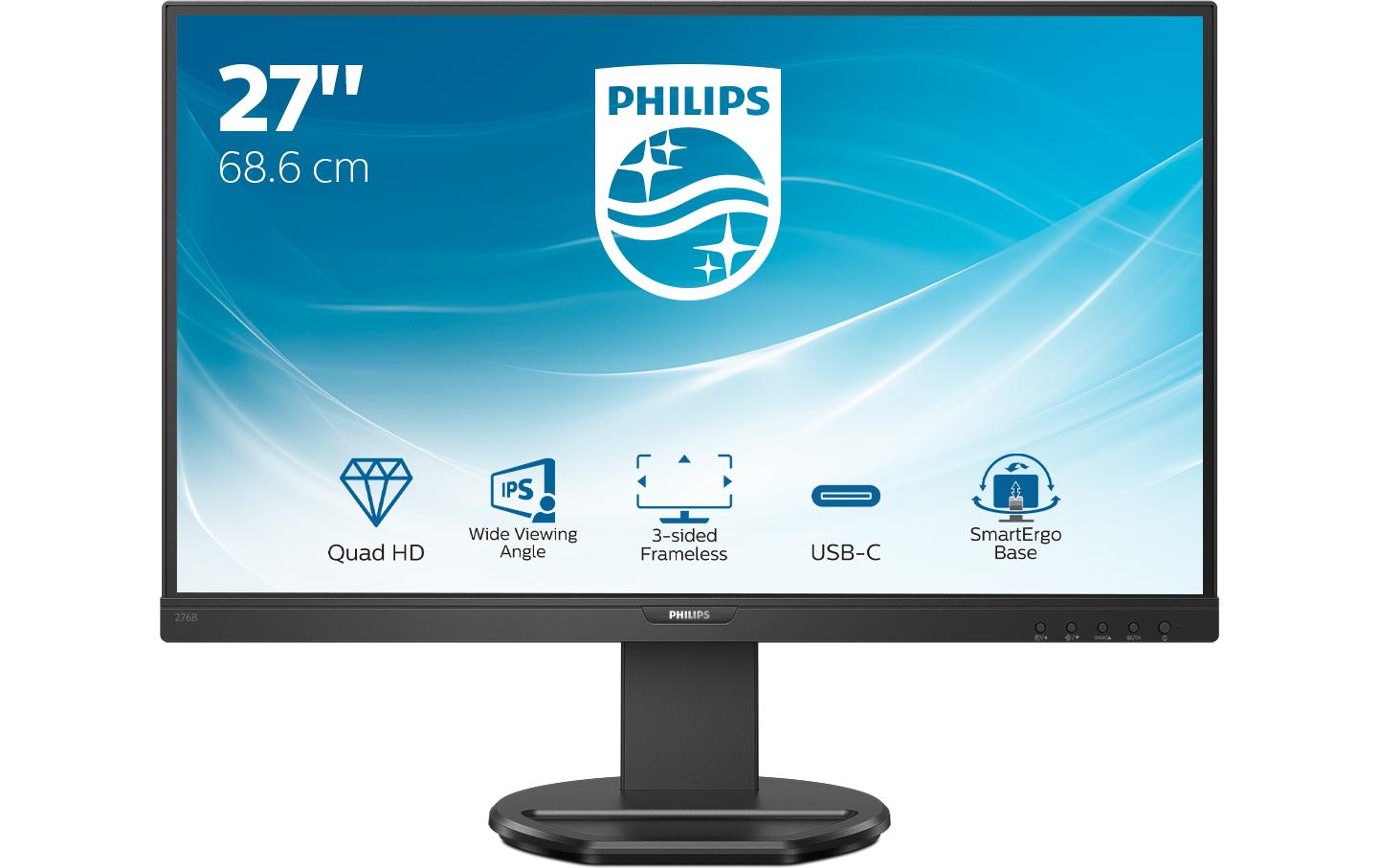 Philips 276B9/00 – Monitor, 27", IPS, 75 Hz, 350 cd/m², USB-C, Lautsprecher, VESA 100 × 100, Schwarz