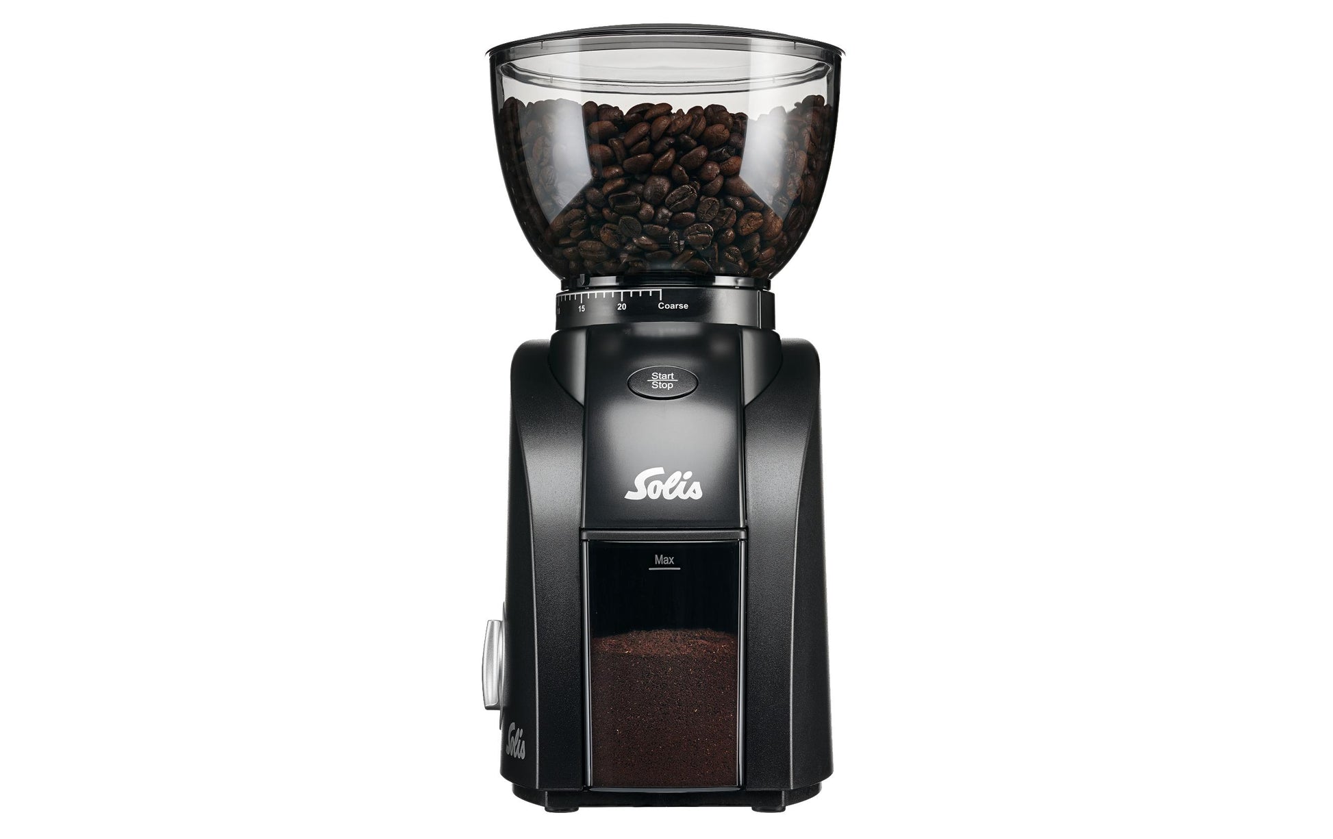 Solis Kaffeemühle Scala Plus 1662 – Kegelmahlwerk, 24 Stufen, 300 g, 135 W, Schwarz