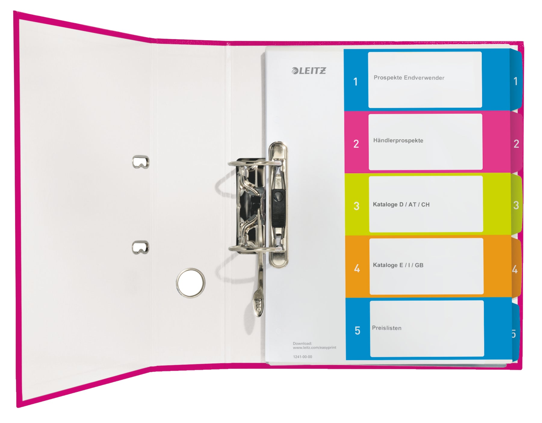 Leitz Register – A4, 5-teilig, PP, farbig, Indexblatt, 11-fach Lochung, für Zeigebuchtaschen
